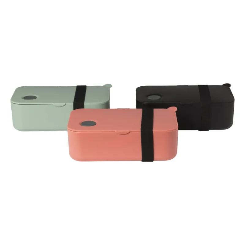 Xenos Broodtrommels-Lunchbox met elastiek - groen - 6.8x19x12 cm