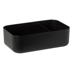 Xenos Broodtrommels-Lunchbox met elastiek - zwart - 6.8x19x12 cm