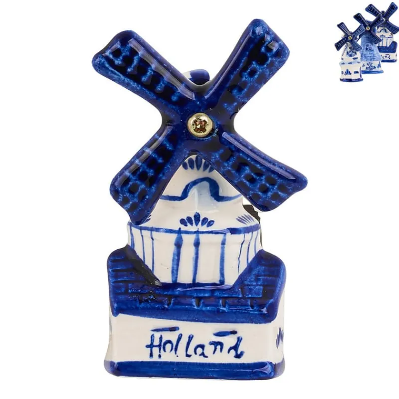 Xenos Holland Souvenirs-Magneet Hollandse molen - diverse varianten - blauw/wit