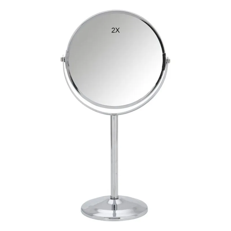 Xenos Badkamer Accessoires|Make-Up Spiegels-Make-up spiegel - chroom - ø16 x 36 cm