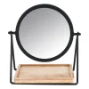Xenos Kerstcadeaus|Make-Up Spiegels-Make-up spiegel met plankje - zwart - 19x14x21 cm