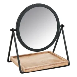 Xenos Kerstcadeaus|Make-Up Spiegels-Make-up spiegel met plankje - zwart - 19x14x21 cm