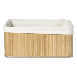 Xenos Manden|Manden-Mand bamboe met teddy - 16x36x27 cm - naturel/wit