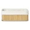 Xenos Manden|Manden-Mand bamboe met teddy - 10x27x21 cm - naturel/wit