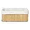 Xenos Manden|Manden-Mand bamboe met teddy - 12x30x23 cm - naturel/wit
