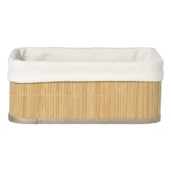 Xenos Manden|Manden-Mand bamboe met teddy - 12x30x23 cm - naturel/wit
