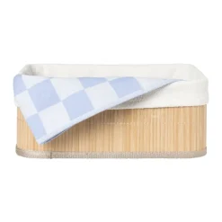 Xenos Manden|Manden-Mand bamboe met teddy - 12x30x23 cm - naturel/wit