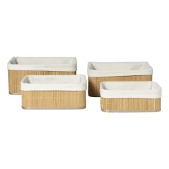 Xenos Manden|Manden-Mand bamboe met teddy - 12x30x23 cm - naturel/wit