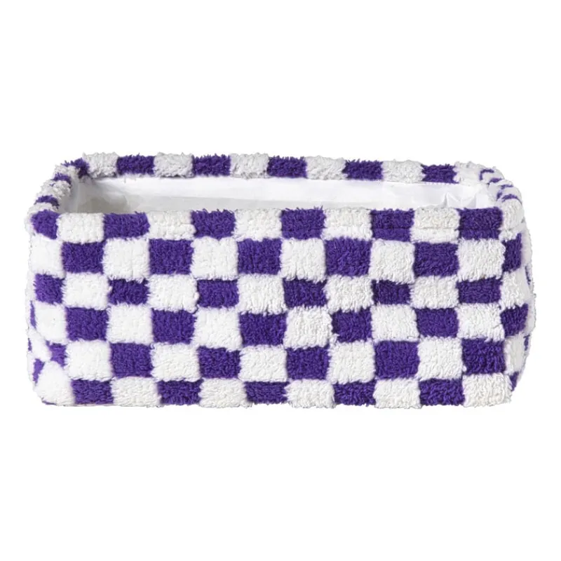 Xenos Manden|Manden-Mand checks groot - paars/wit - 15x36x26 cm