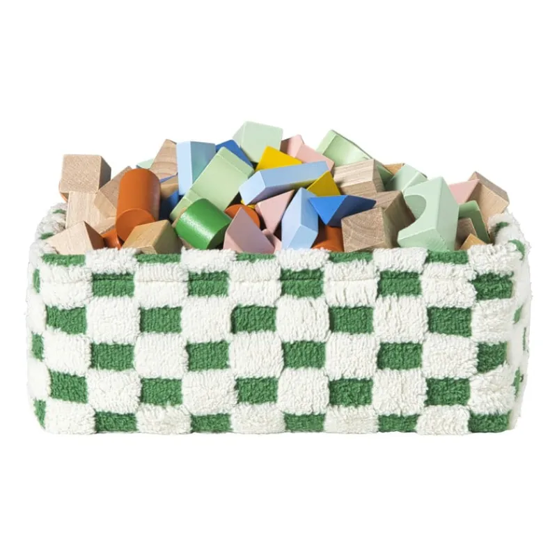 Xenos Manden|Manden-Mand checks middel - groen/wit - 13x33x23 cm