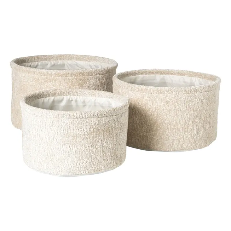 Xenos Manden|Manden-Mand chenille rond - wit - ø27x16 cm