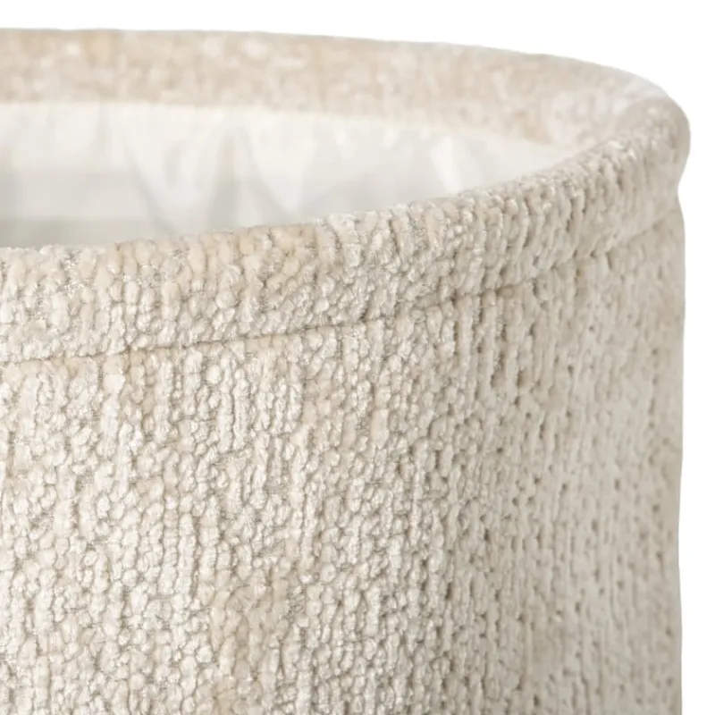Xenos Manden|Manden-Mand chenille rond - wit - ø27x16 cm