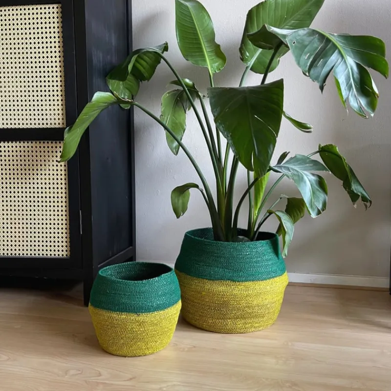 Xenos Manden|Manden-Mand colorblock - groen/geel - ø35x26 cm