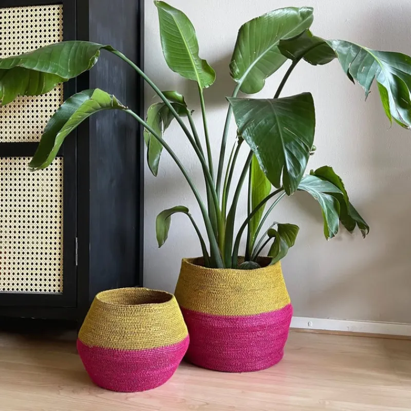 Xenos Manden|Manden-Mand colorblock - roze/geel - ø35x26 cm