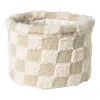 Xenos Manden|Manden-Mand geruit rond maat L - beige - ø22x16 cm