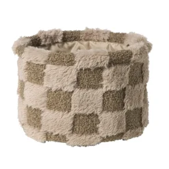 Xenos Manden|Manden-Mand geruit rond maat M - bruin - ø20x14 cm
