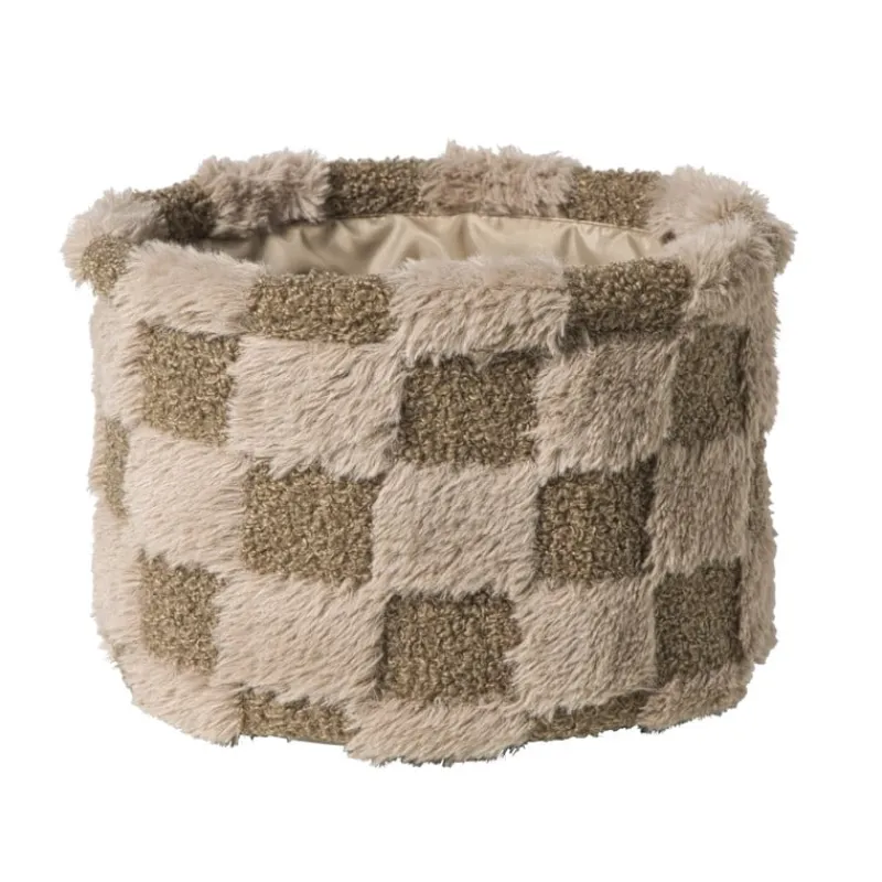 Xenos Manden|Manden-Mand geruit rond maat M - bruin - ø20x14 cm