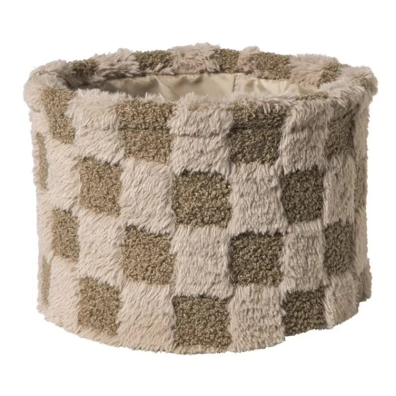 Xenos Manden|Manden-Mand geruit rond maat XL - bruin - ø24x18 cm