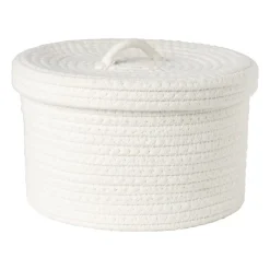 Xenos Manden|Manden-Mand met deksel Julia - wit - ø25x15 cm