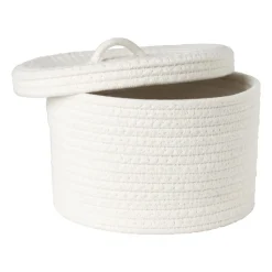 Xenos Manden|Manden-Mand met deksel Julia - wit - ø25x15 cm