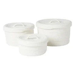 Xenos Manden|Manden-Mand met deksel Julia - wit - ø25x15 cm
