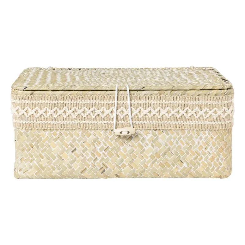 Xenos Manden|Manden-Mand met deksel Stijn - 11x27.5x17.5 cm - wit