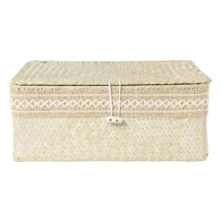 Xenos Manden|Manden-Mand met deksel Stijn - 12x30x21 cm - wit