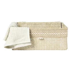 Xenos Manden|Manden-Mand met deksel Stijn - 12x30x21 cm - wit