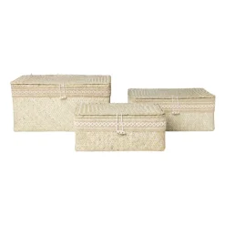 Xenos Manden|Manden-Mand met deksel Stijn - 12x30x21 cm - wit