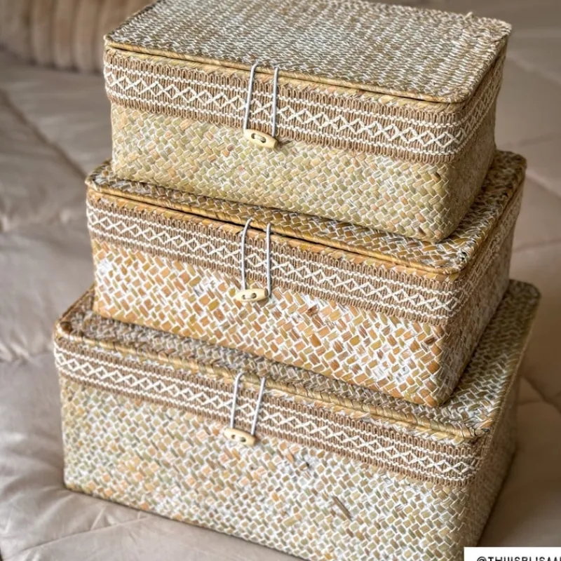 Xenos Manden|Manden-Mand met deksel Stijn - 12x30x21 cm - wit