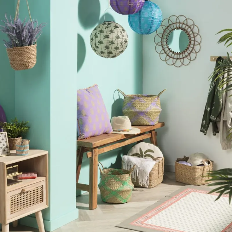 Xenos Manden|Manden-Mand streep - bruin/turquoise - ø23x28 cm
