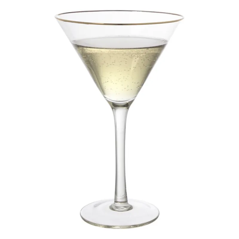Xenos Cocktailglazen-Martiniglas roze gouden rand - glas - 220 ml