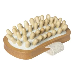 Xenos Badkamer Accessoires-Massage borstel - rubber/hout - 13x7x4 cm