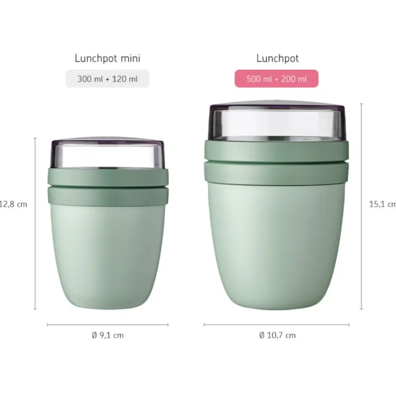 Mepal Broodtrommels-lunchpot - lichtgroen - 500 ml + 200 ml
