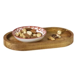 Xenos Dienbladen|Kerst Bakken-Mini dienblad acacia - bruin - 20x11 cm