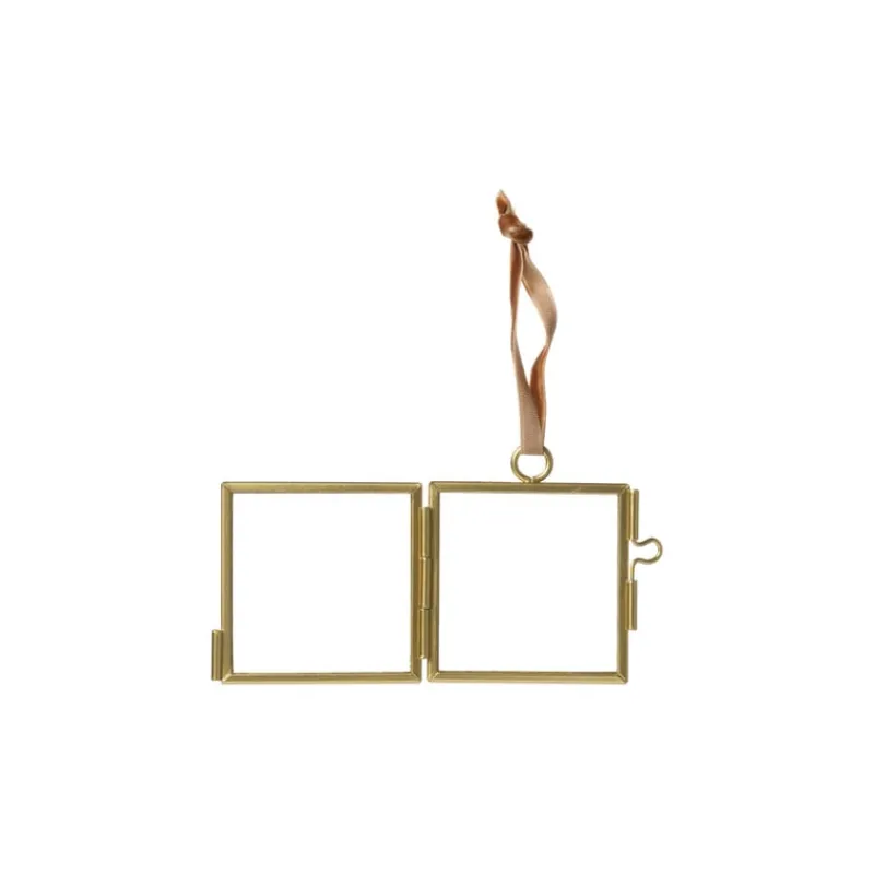 Xenos Wandhangers|Fotolijsten-Mini fotolijstje hangend - goud - 6x6 cm