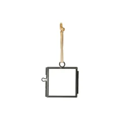 Xenos Wandhangers|Fotolijsten-Mini fotolijstje hangend - zwart - 6x6 cm