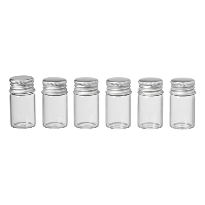 Xenos Voorraadpotten-Mini glazenflesjes - 9 ml - set van 6