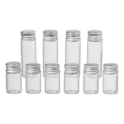 Xenos Voorraadpotten-Mini glazenflesjes - 9 ml - set van 6