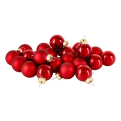 Xenos Kerstballen-Mini kerstbal - rood - set van 24