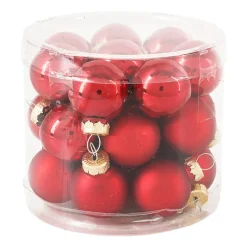 Xenos Kerstballen-Mini kerstbal - rood - set van 24