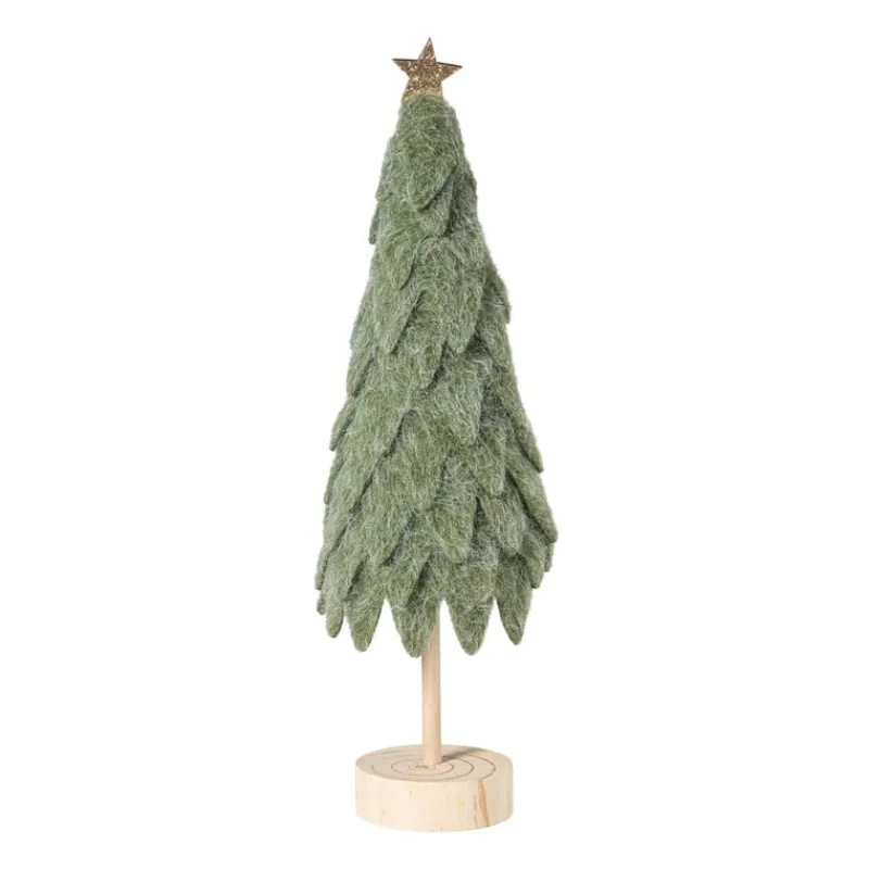 Xenos Kleine Kerstbomen|Kerstfiguren-Mini kerstboom - groen - ø11x40 cm