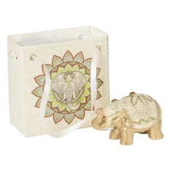 Xenos Decoratieve Beelden-Mini olifant in tasje - diverse kleuren - 3 cm