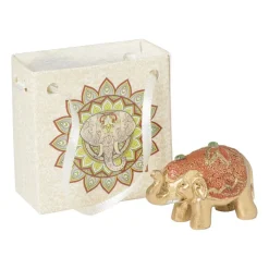 Xenos Decoratieve Beelden-Mini olifant in tasje - diverse kleuren - 3 cm