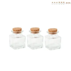 Xenos Voorraadpotten-Mini voorraadpotje met kurk - set van 3 - 5 ml