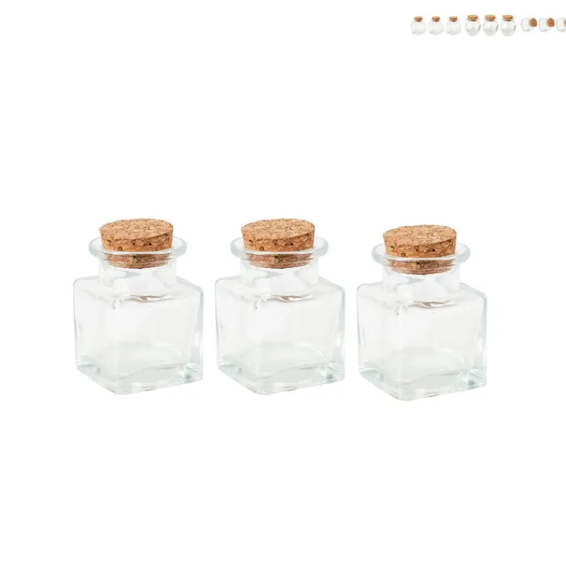 Xenos Voorraadpotten-Mini voorraadpotje met kurk - set van 3 - 5 ml