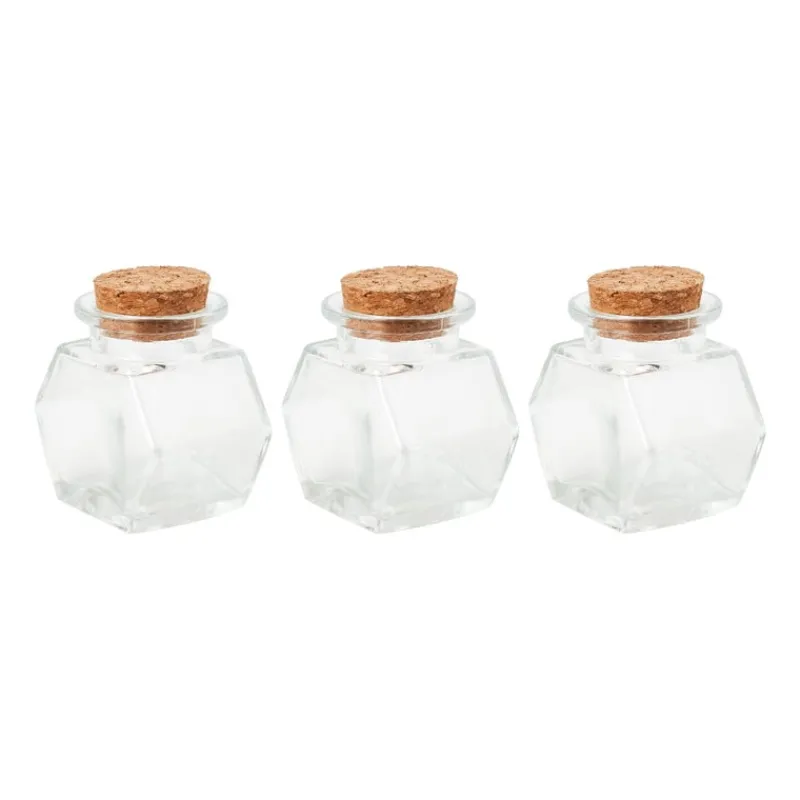Xenos Voorraadpotten-Mini voorraadpotje met kurk - set van 3 - 5 ml