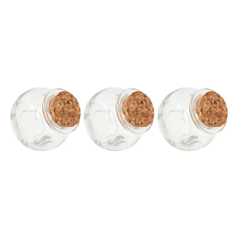 Xenos Voorraadpotten-Mini voorraadpotje met kurk - set van 3 - 5 ml