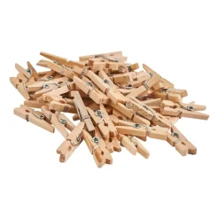 Xenos Knutselspullen|Wasknijpers-Mini wasknijpers - naturel - 50 stuks
