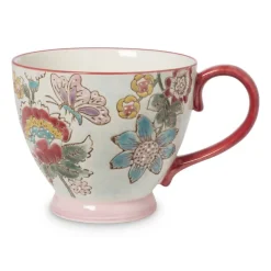 Xenos Mokken-Mok bloemen en vlinder - multikleur - 350 ml